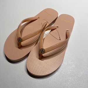 Pink tory birch flip flops